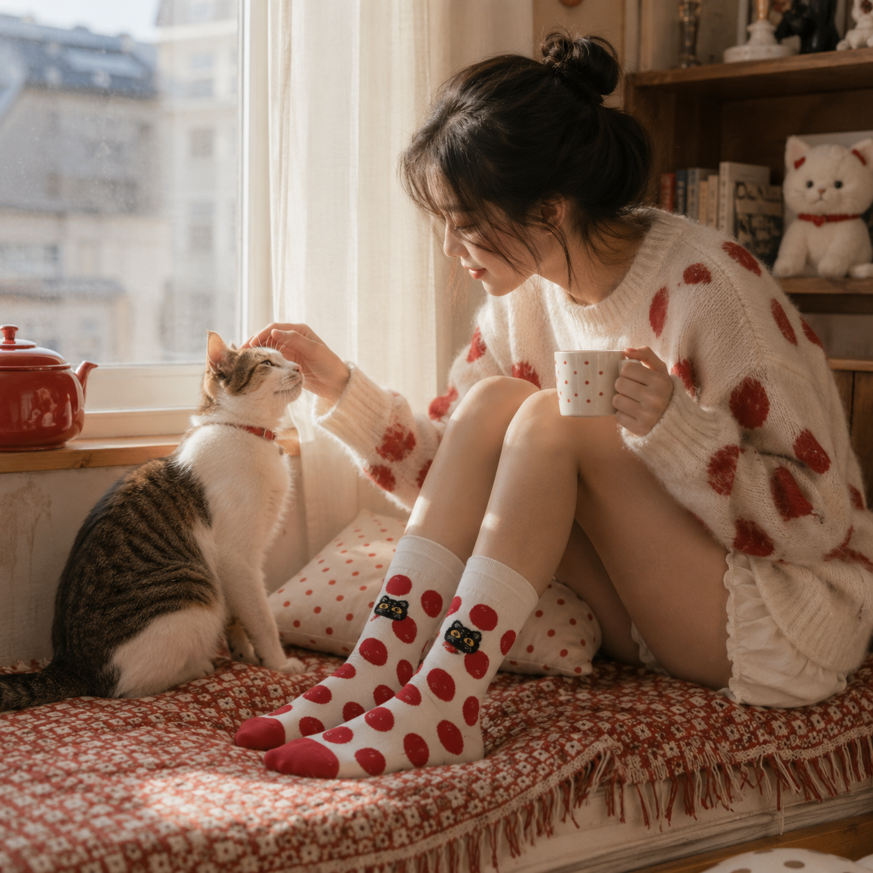 Polka Cat Socks