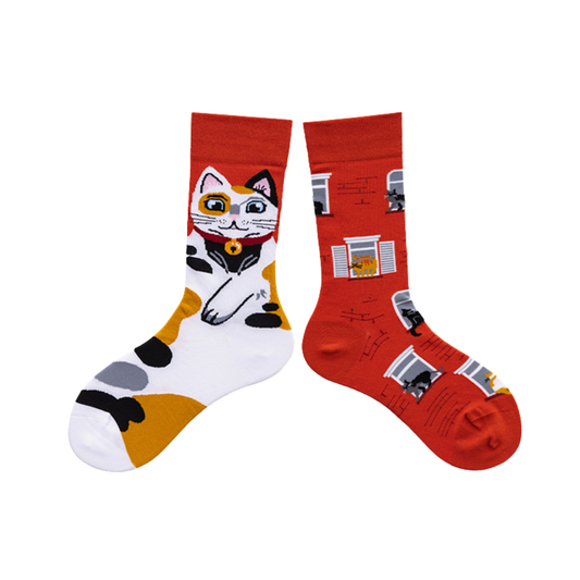 Fortune Cat Odd Pair Socks