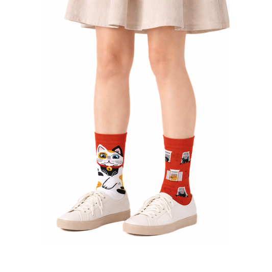 Fortune Cat Odd Pair Socks