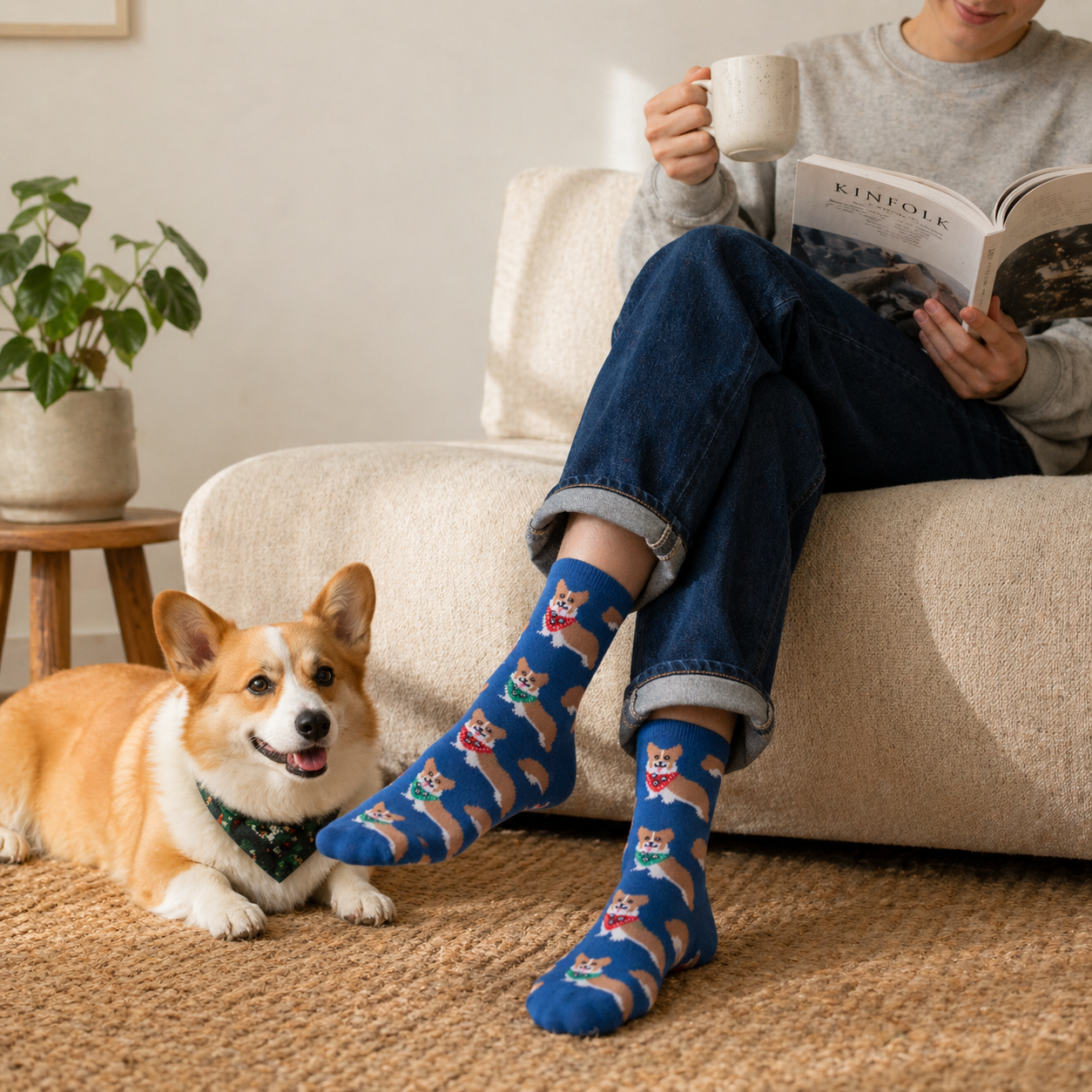 Corgi Socks with a man